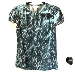 Silk & Cotton Button Down Cap Sleeve